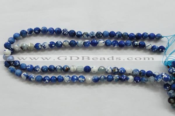 CAA796 15.5 inches 8mm faceted round fire crackle agate beads