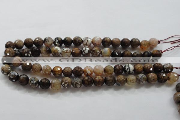 CAA802 15.5 inches 12mm faceted round fire crackle agate beads