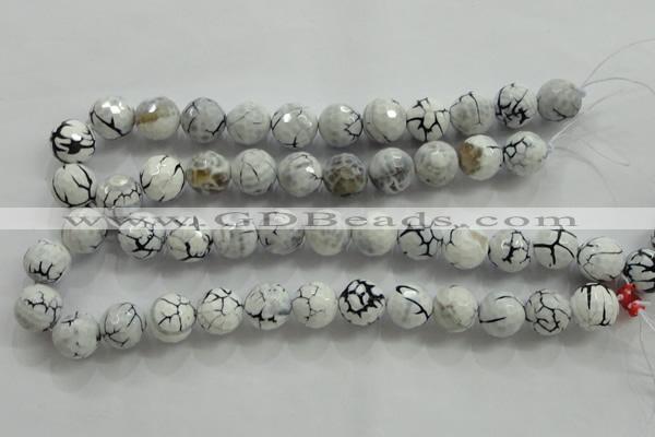 CAA818 15.5 inches 16mm faceted round fire crackle agate beads