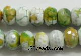 CAA825 15.5 inches 10*14mm faceted rondelle fire crackle agate beads