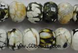 CAA832 15.5 inches 12*16mm faceted rondelle fire crackle agate beads