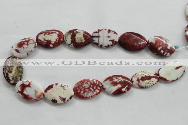 CAA840 15.5 inches 20*30mm twisted oval fire crackle agate beads