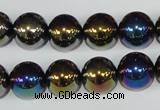 CAA851 15.5 inches 12mm round AB-color black agate beads