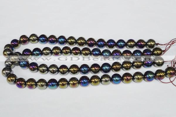 CAA851 15.5 inches 12mm round AB-color black agate beads