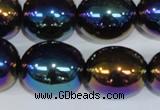 CAA854 15.5 inches 16*20mm egg-shaped AB-color black agate beads