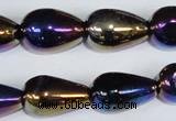 CAA857 15.5 inches 13*20mm teardrop AB-color black agate beads