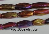 CAA882 15.5 inches 7*18mm faceted cuboid AB-color red agate beads