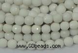 CAA92 15.5 inches 4mm faceted round white agate gemstone beads