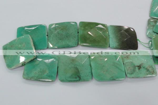 CAA98 15.5 inches 45*45mm faceted square grass agate gemstone beads