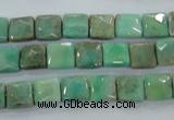 CAA99 15.5 inches 8*8mm faceted square grass agate gemstone beads