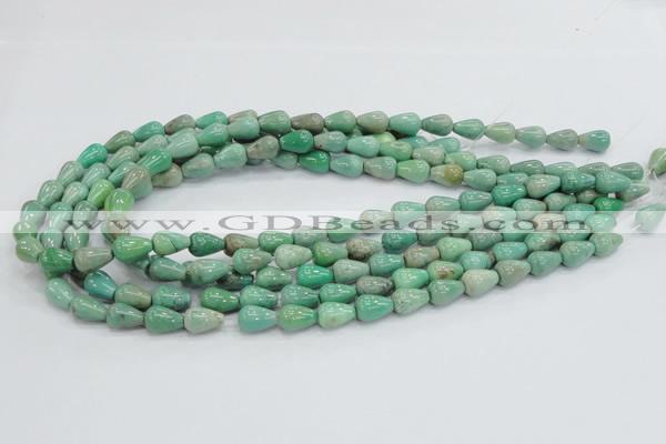 CAB03 15.5 inches 8*12mm teardrop green grass agate gemstone beads