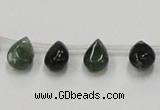 CAB127 15.5 inches 8*12mm flat teardrop moss agate gemstone beads