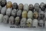 CAB142 15.5 inches 6*10mm rondelle bamboo leaf agate beads