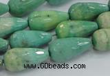 CAB16 15.5 inches 10*20mm faceted teardrop green grass agate beads