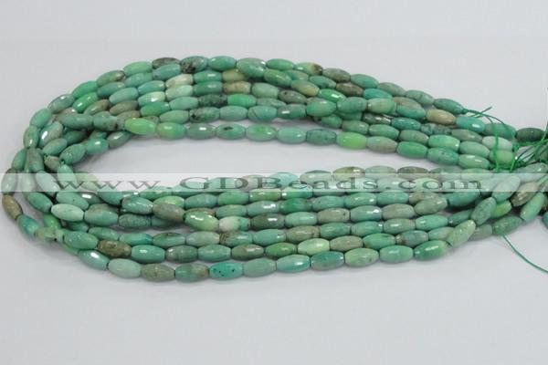 CAB18 15.5 inches 6*12mm faceted rice green grass agate beads