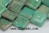 CAB28 15.5 inches 16*16mm diamond green grass agate gemstone beads