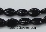 CAB318 15.5 inches 8*12mm oval black agate gemstone beads wholesale