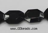 CAB325 15.5 inches 18*24mm faceted octagonal black agate gemstone beads