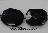 CAB326 15.5 inches 25*30mm faceted octagonal black agate gemstone beads