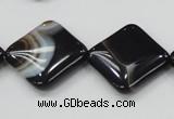 CAB327 15.5 inches 20*20mm diamond black agate gemstone beads