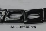 CAB328 15.5 inches 18*24mm hollow rectangle black agate gemstone beads