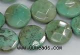 CAB34 15.5 inches 18mm faceted coin green grass agate gemstone beads