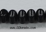 CAB341 15.5 inches 12*18mm hexagon rondelle black agate gemstone beads