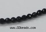 CAB342 15.5 inches 6mm faceted round black agate gemstone beads