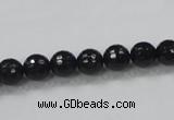 CAB343 15.5 inches 8mm faceted round black agate gemstone beads