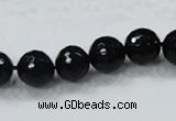 CAB344 15.5 inches 10mm faceted round black agate gemstone beads