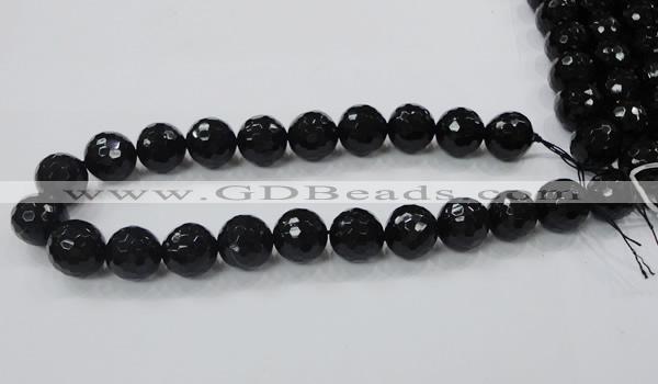 CAB346 15.5 inches 18mm faceted round black agate gemstone beads