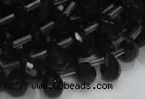 CAB348 15.5 inches 7*10mm faceted teardrop black agate gemstone beads