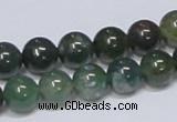 CAB385 15.5 inches 10mm round moss agate gemstone beads wholesale