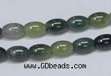 CAB388 15.5 inches 7*10mm rice moss agate gemstone beads wholesale