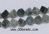 CAB400 15.5 inches 6*6mm inclined cube moss agate gemstone beads