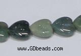 CAB407 15.5 inches 14*14mm heart moss agate gemstone beads wholesale