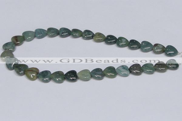 CAB407 15.5 inches 14*14mm heart moss agate gemstone beads wholesale