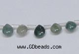 CAB414 15.5 inches 7*9mm flat teardrop moss agate gemstone beads