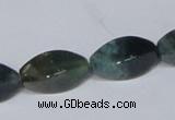 CAB422 15.5 inches 10*20mm twisted rice moss agate gemstone beads