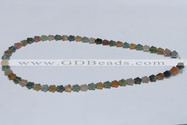 CAB458 15.5 inches 8*8mm star indian agate gemstone beads wholesale