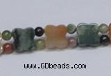 CAB469 15.5 inches flower & round double-drilled indian agate beads