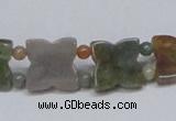 CAB470 15.5 inches flower & round double-drilled indian agate beads