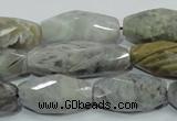 CAB567 15.5 inches 15*28mm faceted rice silver needle agate beads