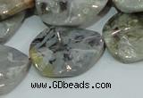 CAB575 15.5 inches 23*30mm wavy oval silver needle agate gemstone beads