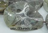 CAB578 15.5 inches 40*50mm wavy teardrop silver needle agate beads