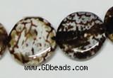 CAB629 15.5 inches 22mm flat round leopard skin agate beads wholesale