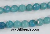 CAB653 15.5 inches 8mm faceted round fire crackle agate beads