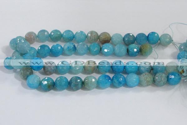 CAB656 15.5 inches 14mm faceted round fire crackle agate beads