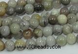 CAB66 15.5 inches 6mm round silver needle agate gemstone beads