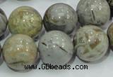 CAB70 15.5 inches 16mm round silver needle agate gemstone beads